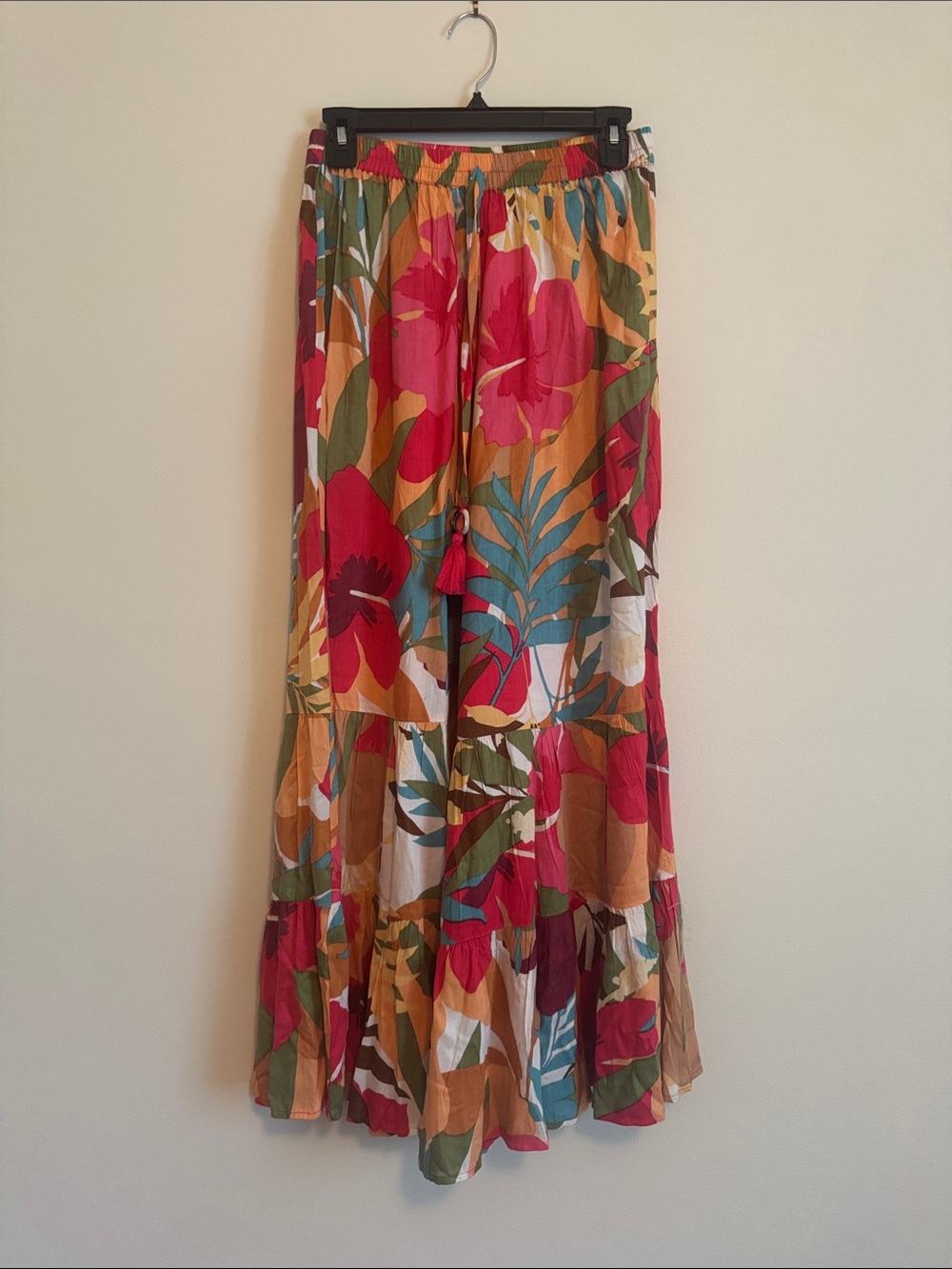 Tiered Tropical Pants - Pink & Multicolor
